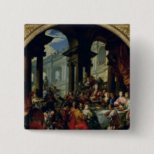 Bóton Quadrado 5.08cm Banquete sob um Portico iónico, c.1720-25
