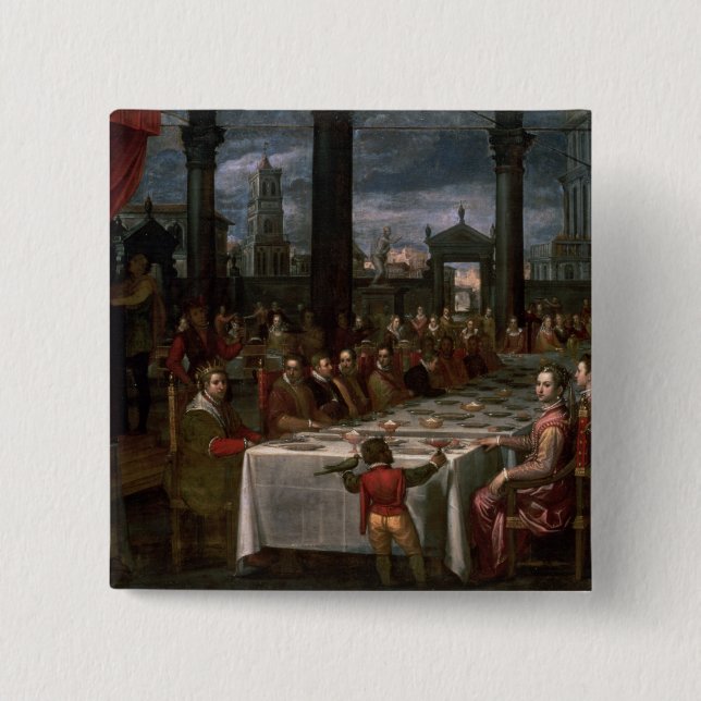 Bóton Quadrado 5.08cm Banquete Wedding (Frente)