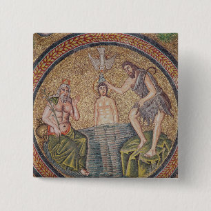 Bóton Quadrado 5.08cm Baptismo do cristo por John The Baptist