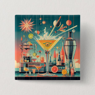 Bóton Quadrado 5.08cm Bar de Martini de Cítrico Futurista Atômico de Mea