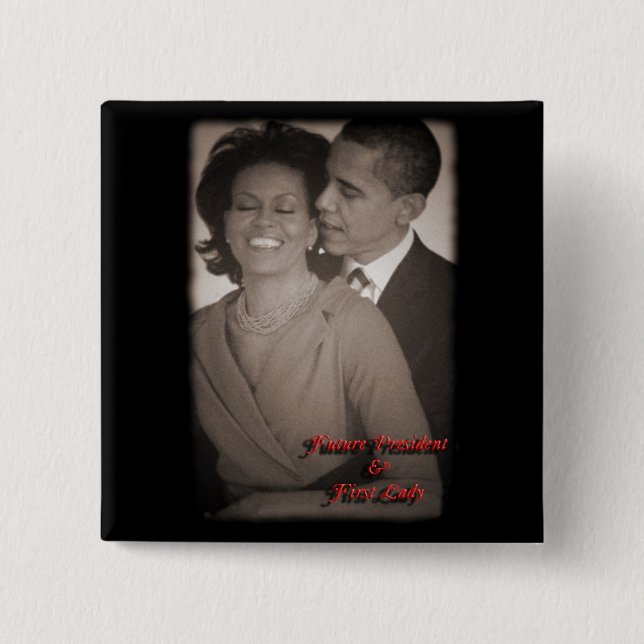 BÓTON QUADRADO 5.08CM BARACK & BOTÃO DE MICHELLE OBAMA (Frente)