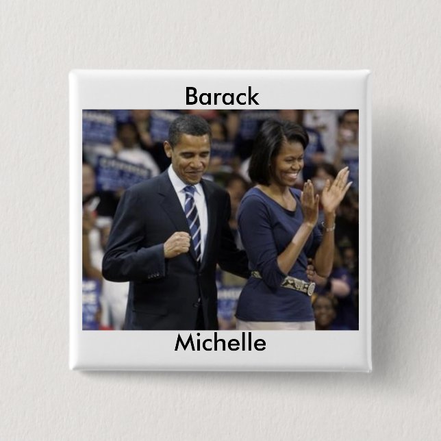 Bóton Quadrado 5.08cm Barack e botão de Michelle Obama (Frente)