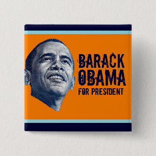 Bóton Quadrado 5.08cm Barack Obama