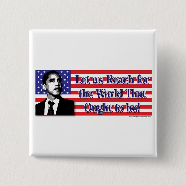 Bóton Quadrado 5.08cm Barack Obama (Frente)