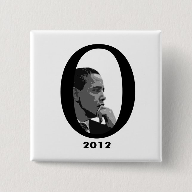Bóton Quadrado 5.08cm Barack Obama 2012 (Frente)