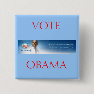 Bóton Quadrado 5.08cm Barack Obama - acredite o botão