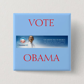 Bóton Quadrado 5.08cm Barack Obama - acredite o botão