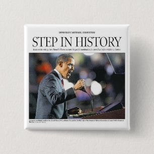 Bóton Quadrado 5.08cm Barack Obama: Etapa no botão da história