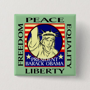 Bóton Quadrado 5.08cm BARACK OBAMA GANHA! - Personalizado