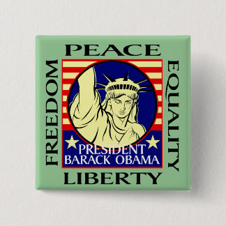 Bóton Quadrado 5.08cm BARACK OBAMA GANHA! - Personalizado