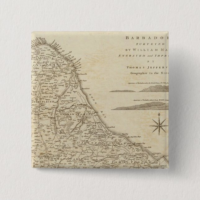 Bóton Quadrado 5.08cm Barbados (Frente)