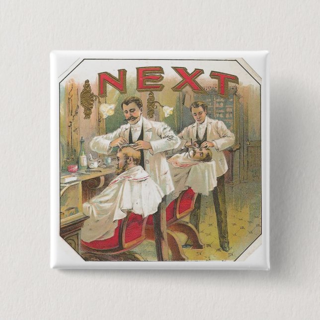 Bóton Quadrado 5.08cm Barbeiro do vintage (Frente)