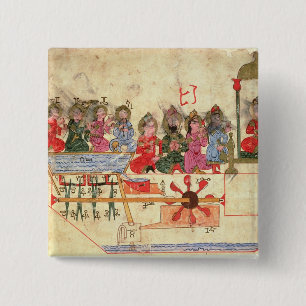 Bóton Quadrado 5.08cm Barco com autômatos, ilustração