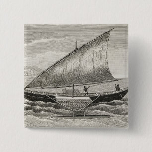 Bóton Quadrado 5.08cm Barco das ilhas de Mortlock com guiga