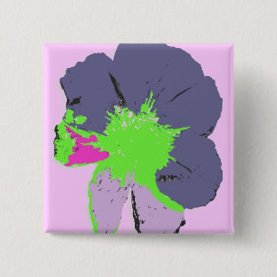 Bóton Quadrado 5.08cm Barra de Cores/ Flor PopArt