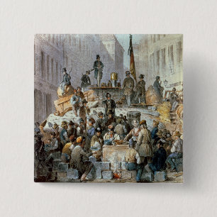 Bóton Quadrado 5.08cm Barricadas em Marzstrasse, Viena, 1848