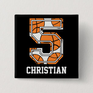 Bóton Quadrado 5.08cm Basquetebol personalizado número 5