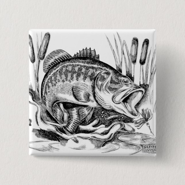 Bóton Quadrado 5.08cm Bass de Boca Largemouth (Frente)