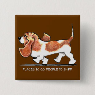 Bóton Quadrado 5.08cm Basset Hound ocupado