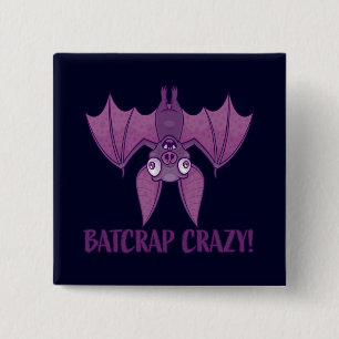 Bóton Quadrado 5.08cm Bat de Cartoon Louco de Batsucata
