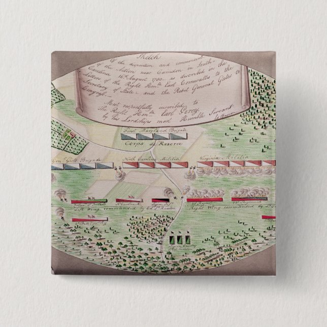 Bóton Quadrado 5.08cm Batalha de Camden, 1780 (Frente)