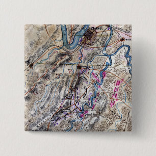 Bóton Quadrado 5.08cm Batalha de Chickamauga - mapa panorâmico da guerr