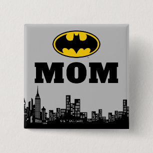 Bóton Quadrado 5.08cm Batman - Cidade de Gotham Mãe de aniversário