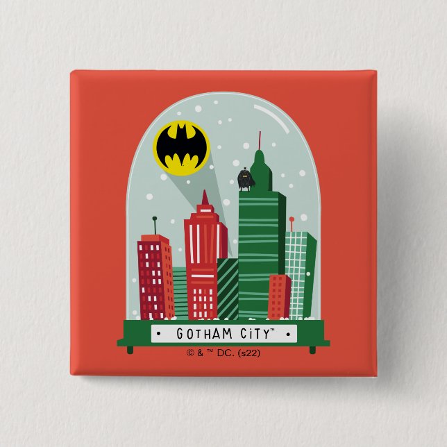 Bóton Quadrado 5.08cm Batman Gotham City™ Snow Globe Graphic (Frente)