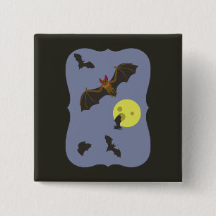 Bóton Quadrado 5.08cm Bats de Halloween Spooky