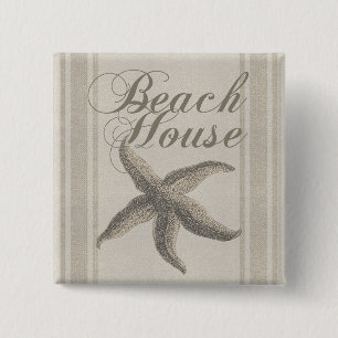 Bóton Quadrado 5.08cm Beach House Starfish Seashore