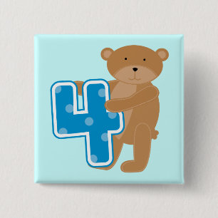 Bóton Quadrado 5.08cm Bear 4º aniversário Camisetas e presentes