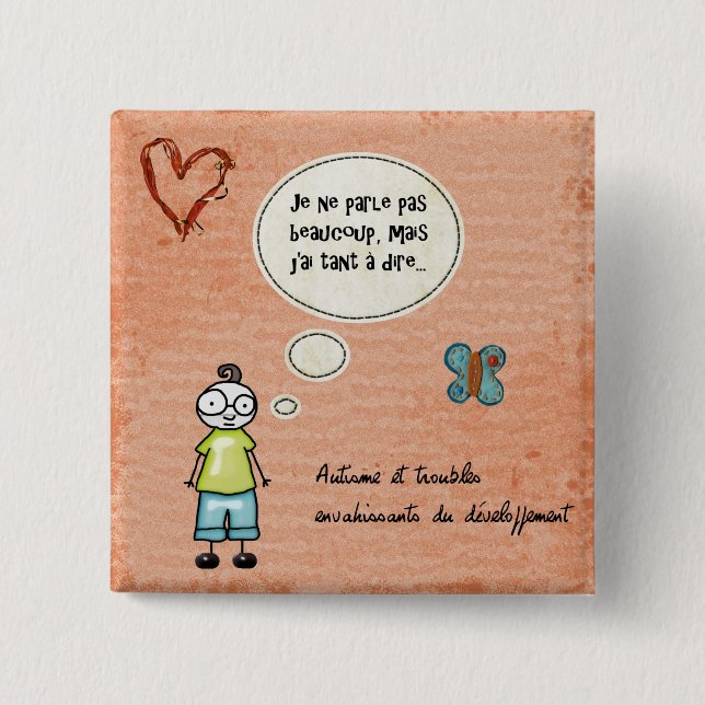 Bóton Quadrado 5.08cm Beaucoup do pas do parle do ne de Macaron Je (Frente)