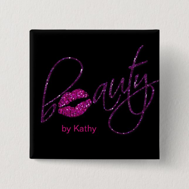 Bóton Quadrado 5.08cm Beauty Makeup Cosmetology Salon Nail Hair Button 2 (Frente)