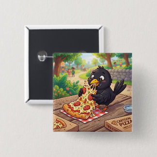 Bóton Quadrado 5.08cm Bebê Desenho Animado Melro Corvo Gralha Comendo Pi