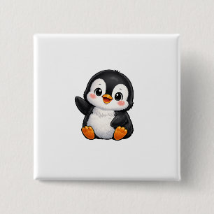 Bóton Quadrado 5.08cm Bebê Pingüim Fofo Personagem de Desenho Animado Ac