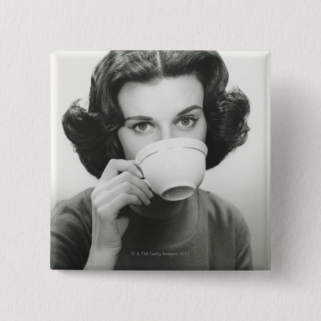 Bóton Quadrado 5.08cm Bebendo da mulher (Frente)