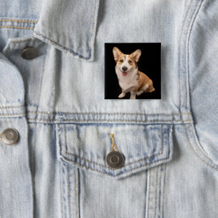 Bóton Quadrado 5.08cm Bebês Mais Pobres   Sorriso De Corgi Puppy