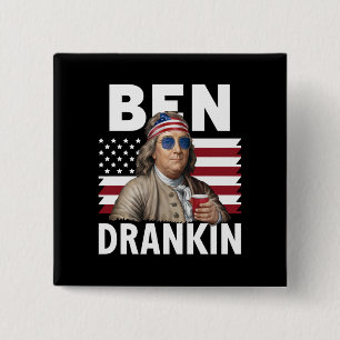 Bóton Quadrado 5.08cm Bebida de cerveja Ben 4 de julho Bandeira vintage 