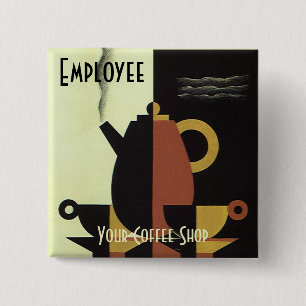 Bóton Quadrado 5.08cm Bebidas Vintage Bebe Pote de café com Copas