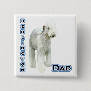 Bóton Quadrado 5.08cm Bedlington Terrier Pai 4 - Botão