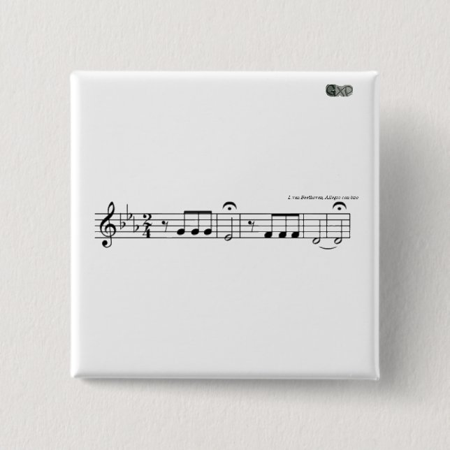Bóton Quadrado 5.08cm Beethoven Symphony No. 5 Crachá (Frente)