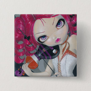 Bóton Quadrado 5.08cm Beije meu Pin do botão do violino