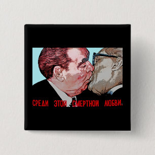 Bóton Quadrado 5.08cm Beijo de Brezhnev & de Honecker, galeria da zona