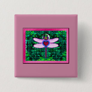 Bóton Quadrado 5.08cm Bela Arte Enquadrada “Dragonfly Enquadrada com Efe