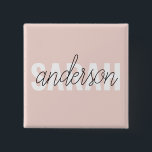 Bóton Quadrado 5.08cm Beleza Rosa Moderna Pastel Personalizada Seu Nome<br><div class="desc">Beleza Rosa Moderna Pastel Personalizada Seu Nome</div>