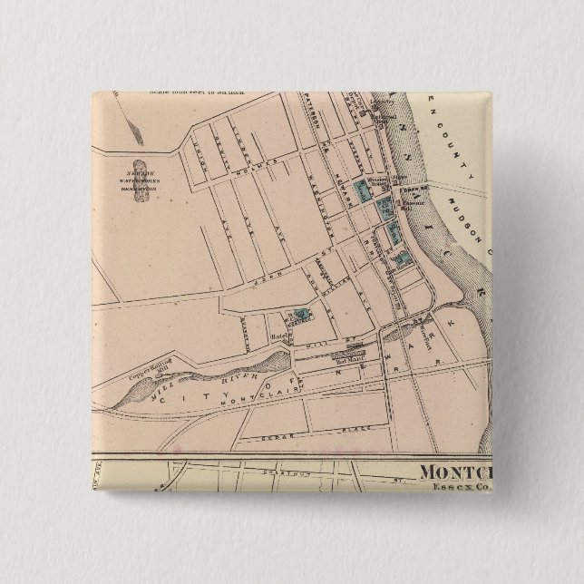 Bóton Quadrado 5.08cm Belleville, Montclair, NJ (Frente)