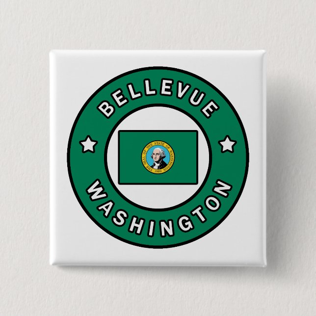 Bóton Quadrado 5.08cm Bellevue Washington (Frente)