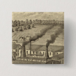 Bóton Quadrado 5.08cm Belmont Glass Works, Bellaire, Ohio