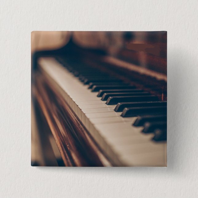 Bóton Quadrado 5.08cm Belo Design de Piano (Frente)