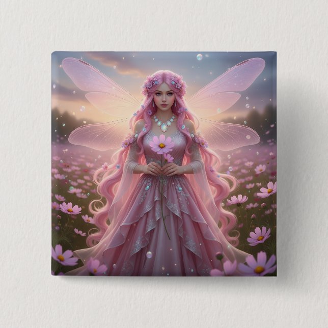 Bóton Quadrado 5.08cm Belo Fada Opal de outubro (Frente)